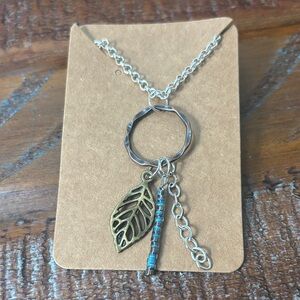 Silver and Bronze Leaf Pendant Necklace
